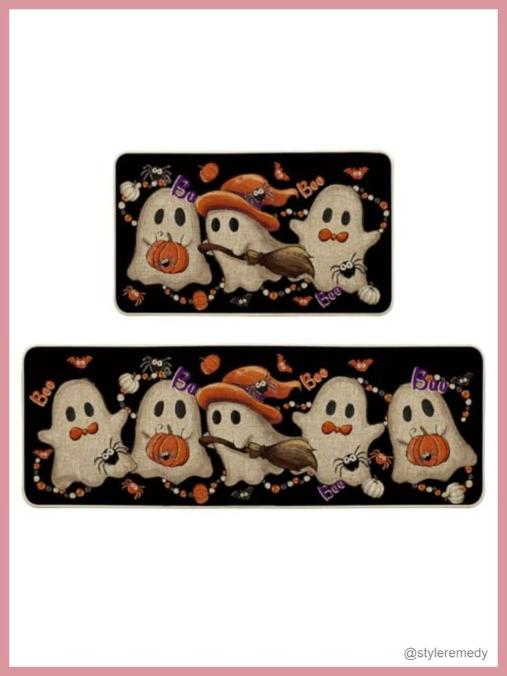 Halloween Kitchen Mats Set of 2 Polyester Rubber Non-Slip 17x29 17x47